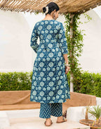 Skylee Cotton Printed Straight 3 Piece Kurta Set For Woman