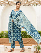 Cotton Printed Straight 3 Piece Kurta Set