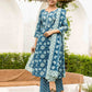 Cotton Printed Straight Kurta with Pant & Dupatta