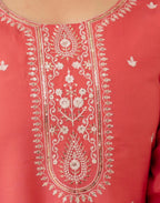 Silk Blend Embroidered Straight 3 Piece Kurta Set