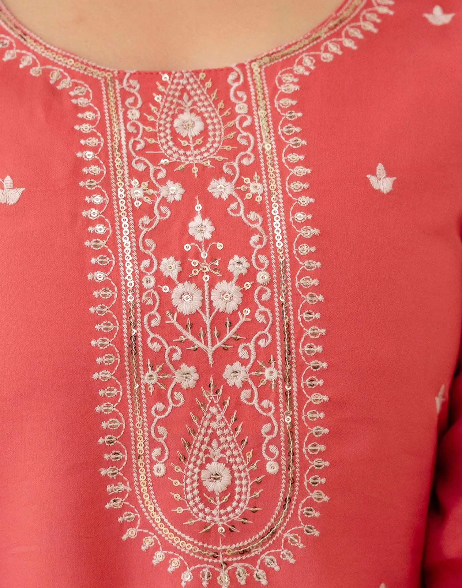 Silk Blend Embroidered Straight 3 Piece Kurta Set