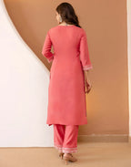 Silk Blend Embroidered Straight 3 Piece Kurta Set