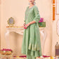 Silk Embroidered Anarkali Kurta with Pant & Dupatta
