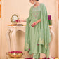 Silk Embroidered Anarkali Kurta with Pant & Dupatta