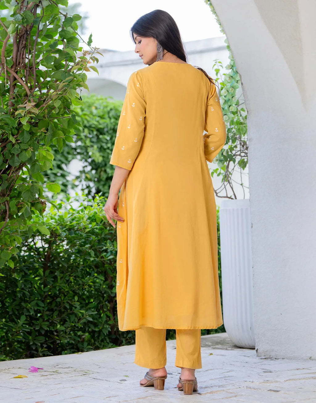 Skylee Cotton Embroidered A-Line 3 Piece Kurta Set For Woman