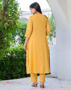 Skylee Cotton Embroidered A-Line 3 Piece Kurta Set For Woman