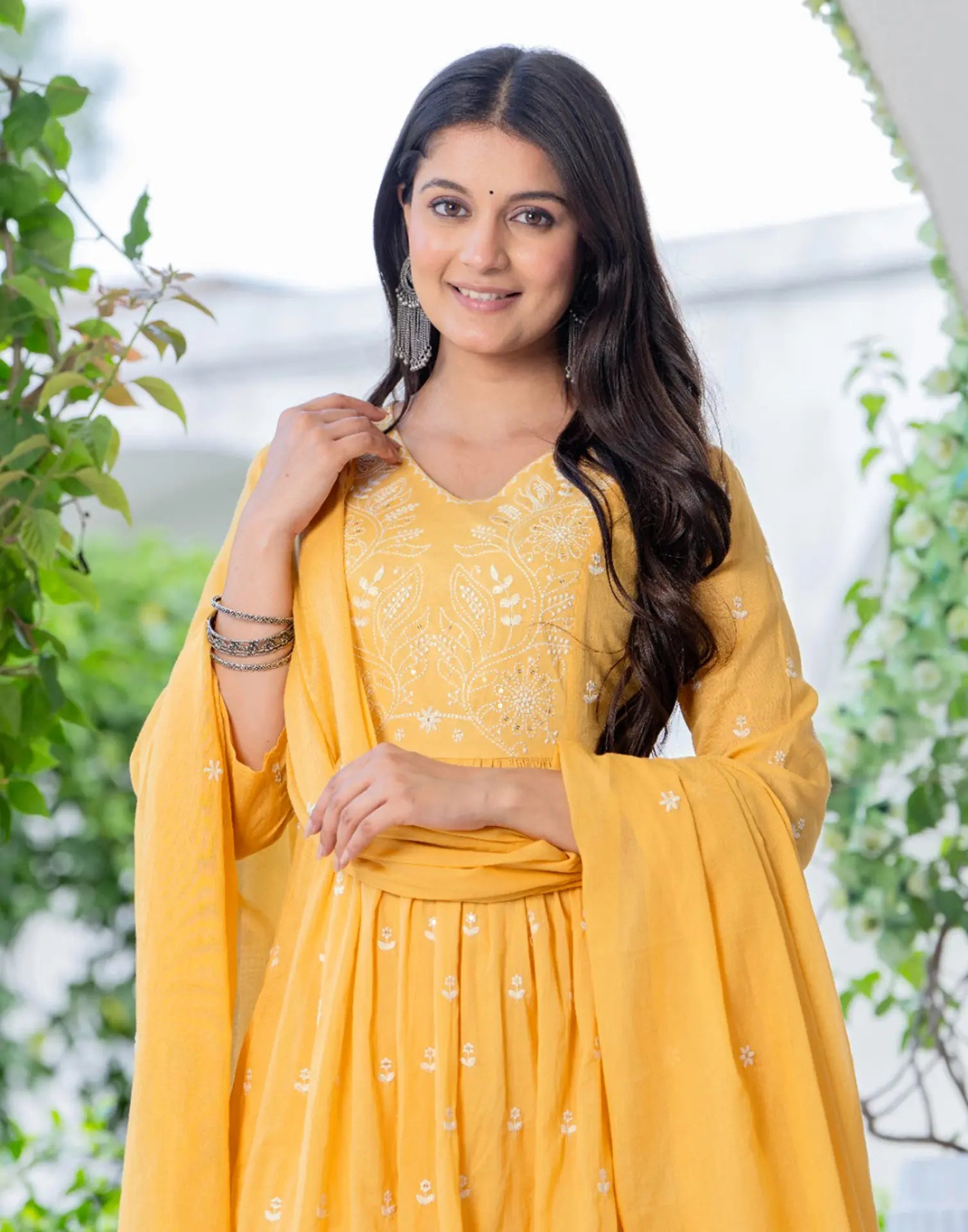 Cotton Embroidered A-Line 3 Piece Kurta Set