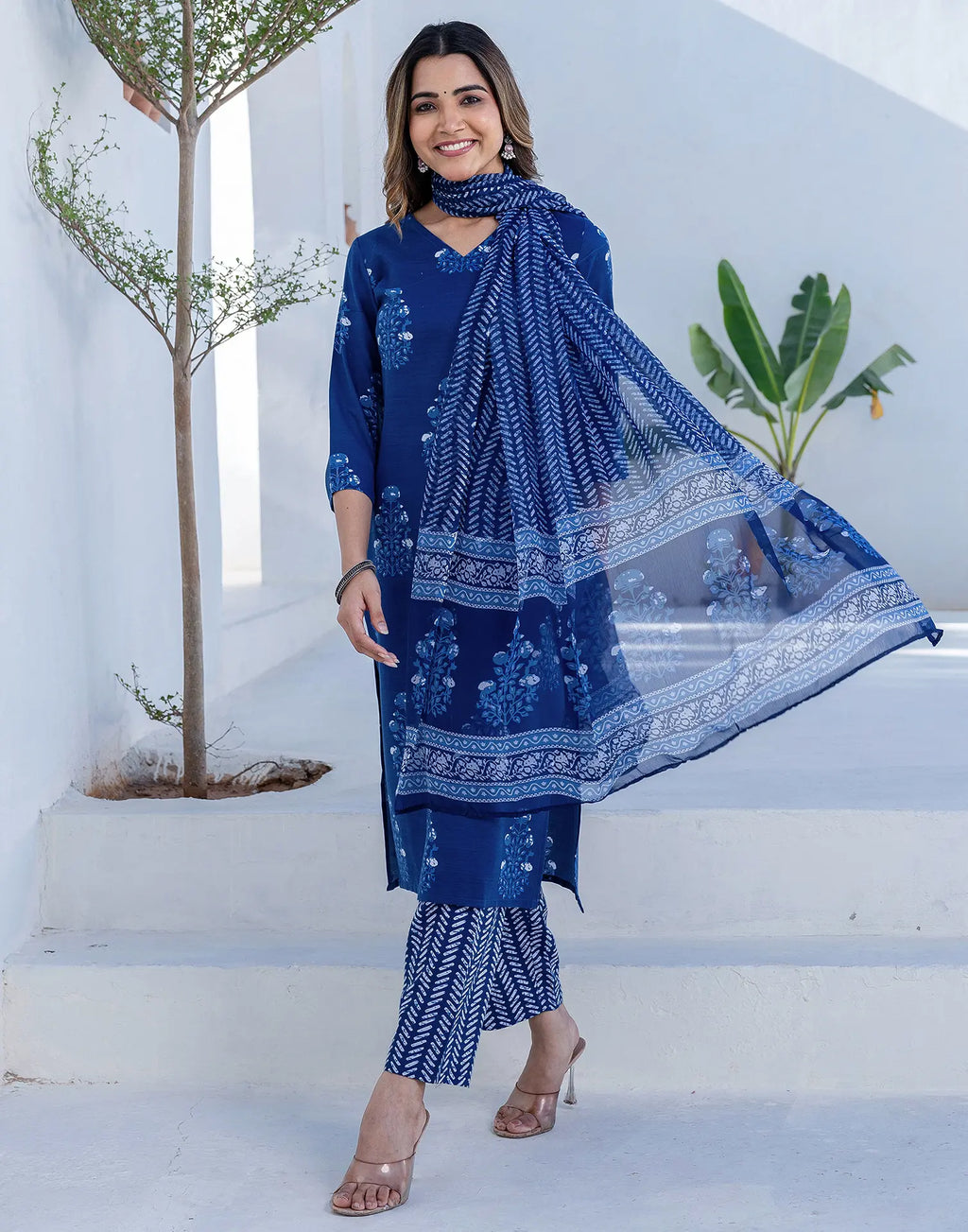 Viscose Rayon Printed Straight 3 Piece Kurta Set