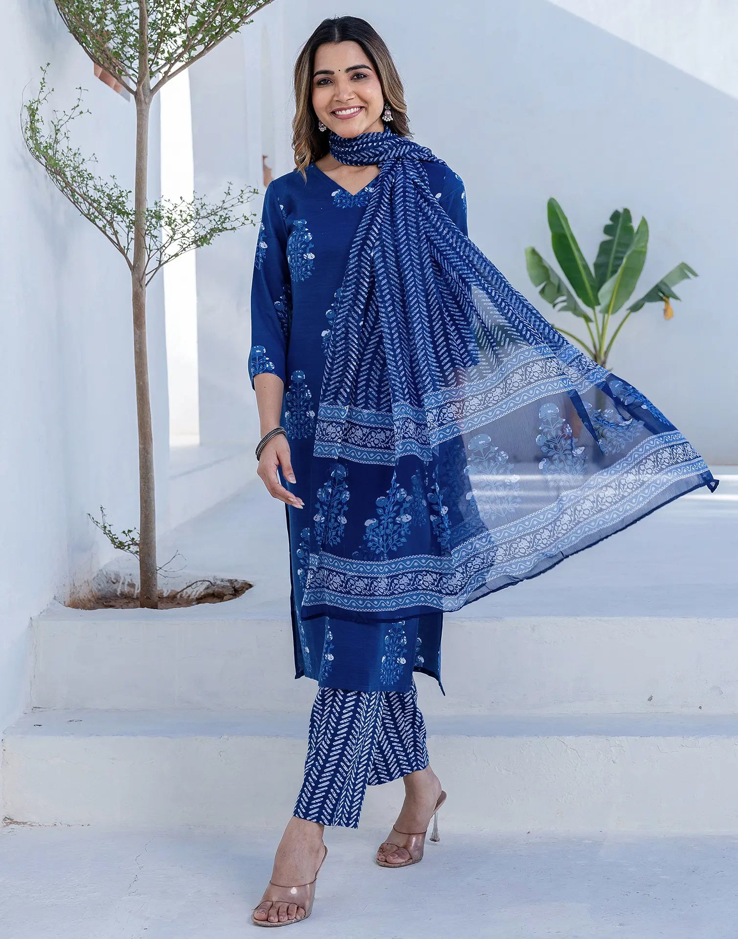 Viscose Rayon Printed Straight 3 Piece Kurta Set