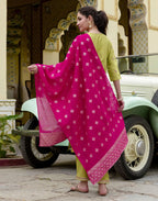 Silk Blend Embroidered Straight 3 Piece Kurta Set