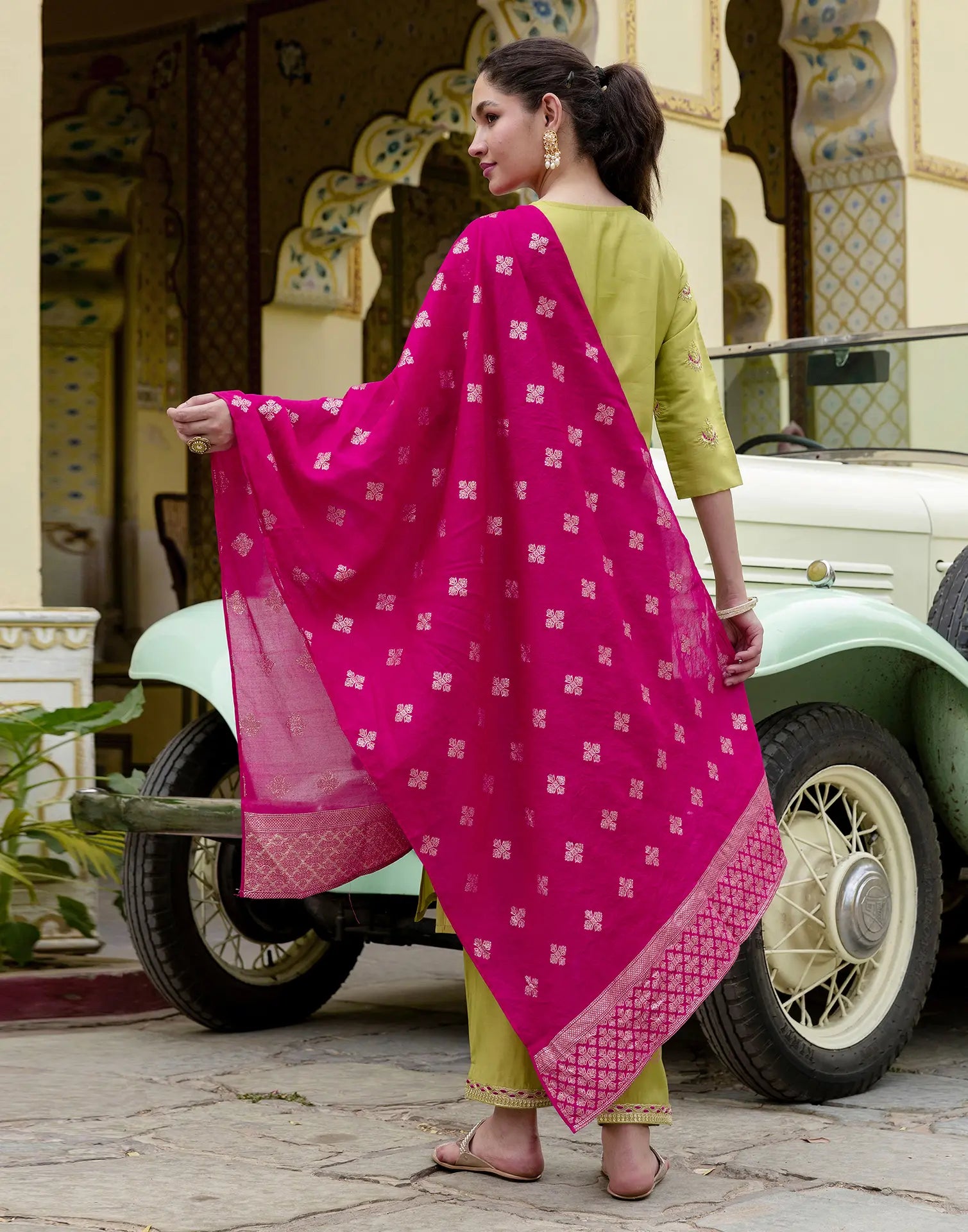 Silk Blend Embroidered Straight 3 Piece Kurta Set