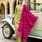 Silk Embroidery and Sequins Work Straight Kurta with Pant & Dupatta
