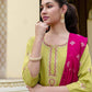 Silk Embroidery and Sequins Work Straight Kurta with Pant & Dupatta