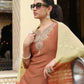 Silk Blend Sequins Work, Embroidery and Embroidery Lace Straight Kurta with Pant & Dupatta
