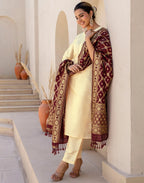 Silk Blend Gota Lace Straight 3 Piece Kurta Set