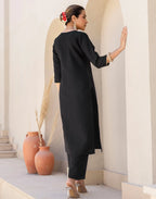 Silk Blend Gota Lace Straight 3 Piece Kurta Set