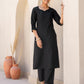 Silk Blend Gota Lace Straight Kurta with Pant & Dupatta