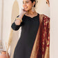 Silk Blend Gota Lace Straight Kurta with Pant & Dupatta