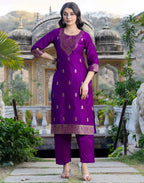 Silk Blend Woven Woven Straight 3 Piece Kurta Set