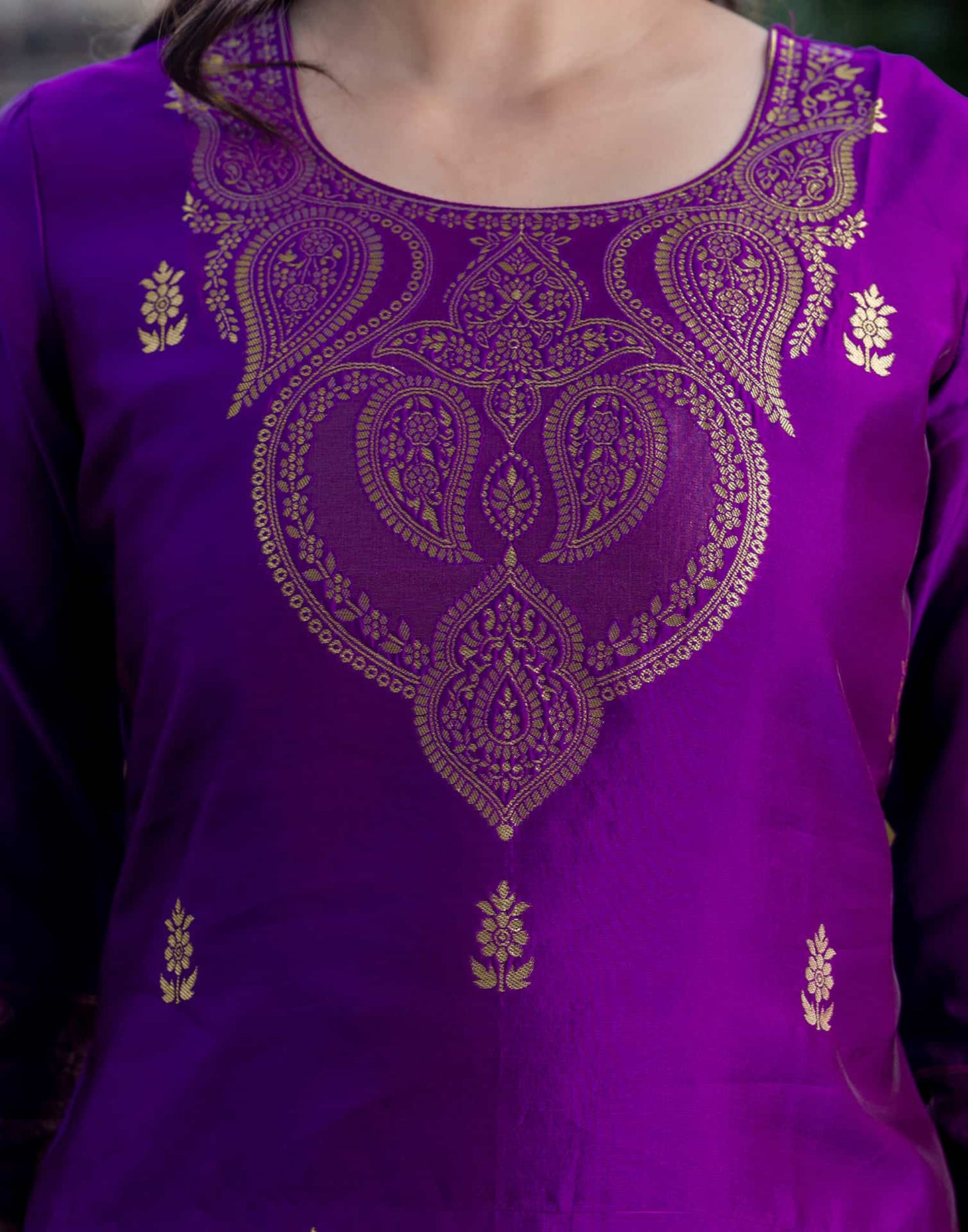 Silk Blend Weaving Straight Kurta with Pant & Dupatta