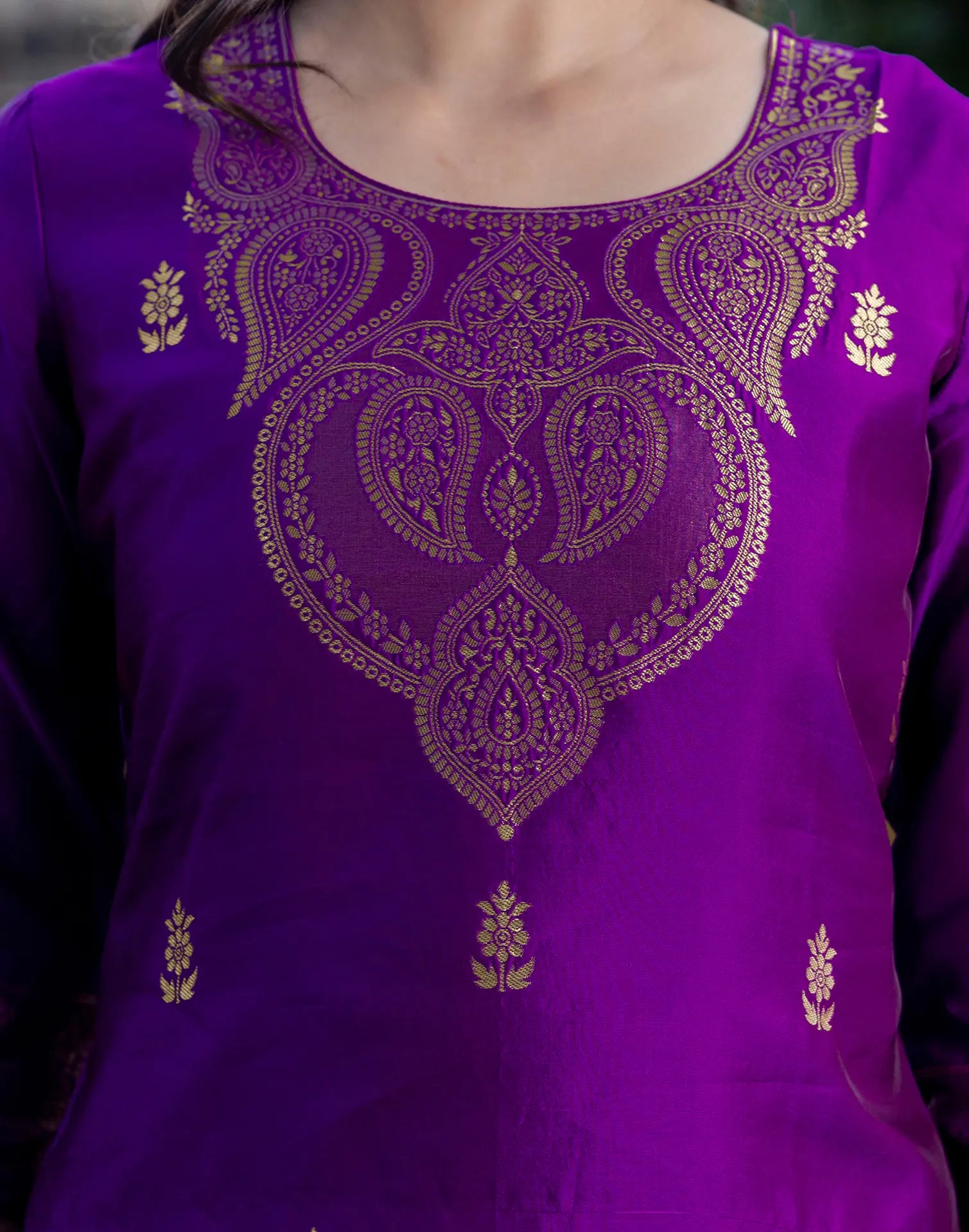 Silk Blend Woven Woven Straight 3 Piece Kurta Set