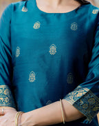 Silk Blend Woven Woven Straight 3 Piece Kurta Set