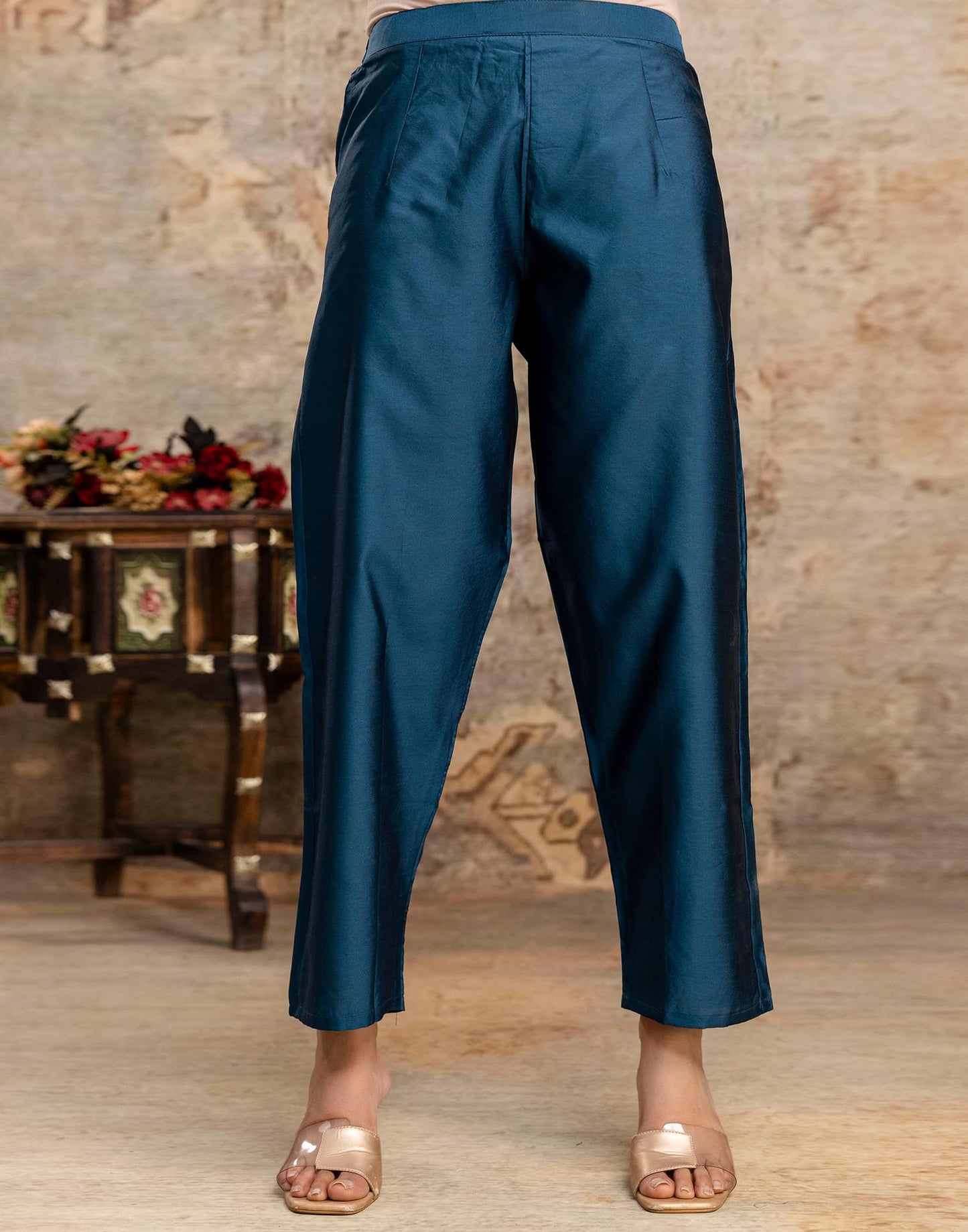 Silk Blend Weaving Straight Kurta with Pant & Dupatta