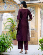 Silk Blend Woven Woven Straight 3 Piece Kurta Set