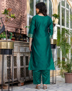 Silk Blend Woven Woven Straight 3 Piece Kurta Set