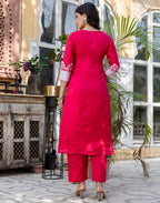 Silk Blend Woven Woven Straight 3 Piece Kurta Set