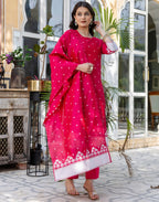 Silk Blend Woven Woven Straight 3 Piece Kurta Set