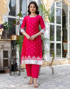 Silk Blend Woven Woven Straight 3 Piece Kurta Set
