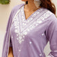 Cotton Embroidered V-Neck Straight Kurta with Pant & Dupatta