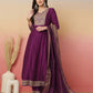 Silk Blend Embroidery and Sequins Work Anarkali Kurta with Pant & Dupatta