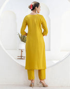 Poly Chinnon Embroidered Straight 3 Piece Kurta Set