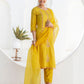 Silk Blend Embroidery and Mirror Work Straight Kurta with Pant & Dupatta