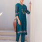 Silk Blend Embroidery Straight Kurta with Pant & Dupatta