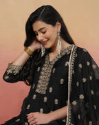Silk Blend Embroidered Anarkali 3 Piece Kurta Set