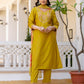 Silk Blend Straight Embroidery V-Neck Kurta with Pant & Dupatta