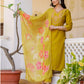 Silk Blend Straight Embroidery V-Neck Kurta with Pant & Dupatta