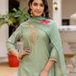 Silk Embroidered Straight Kurta with Pant & Dupatta