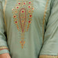 Silk Embroidered Straight Kurta with Pant & Dupatta
