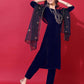 Velvet Embroidery Straight Kurta with Pant & Dupatta