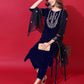Velvet Embroidery Straight Kurta with Pant & Dupatta