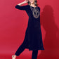Velvet Embroidery Straight Kurta with Pant & Dupatta