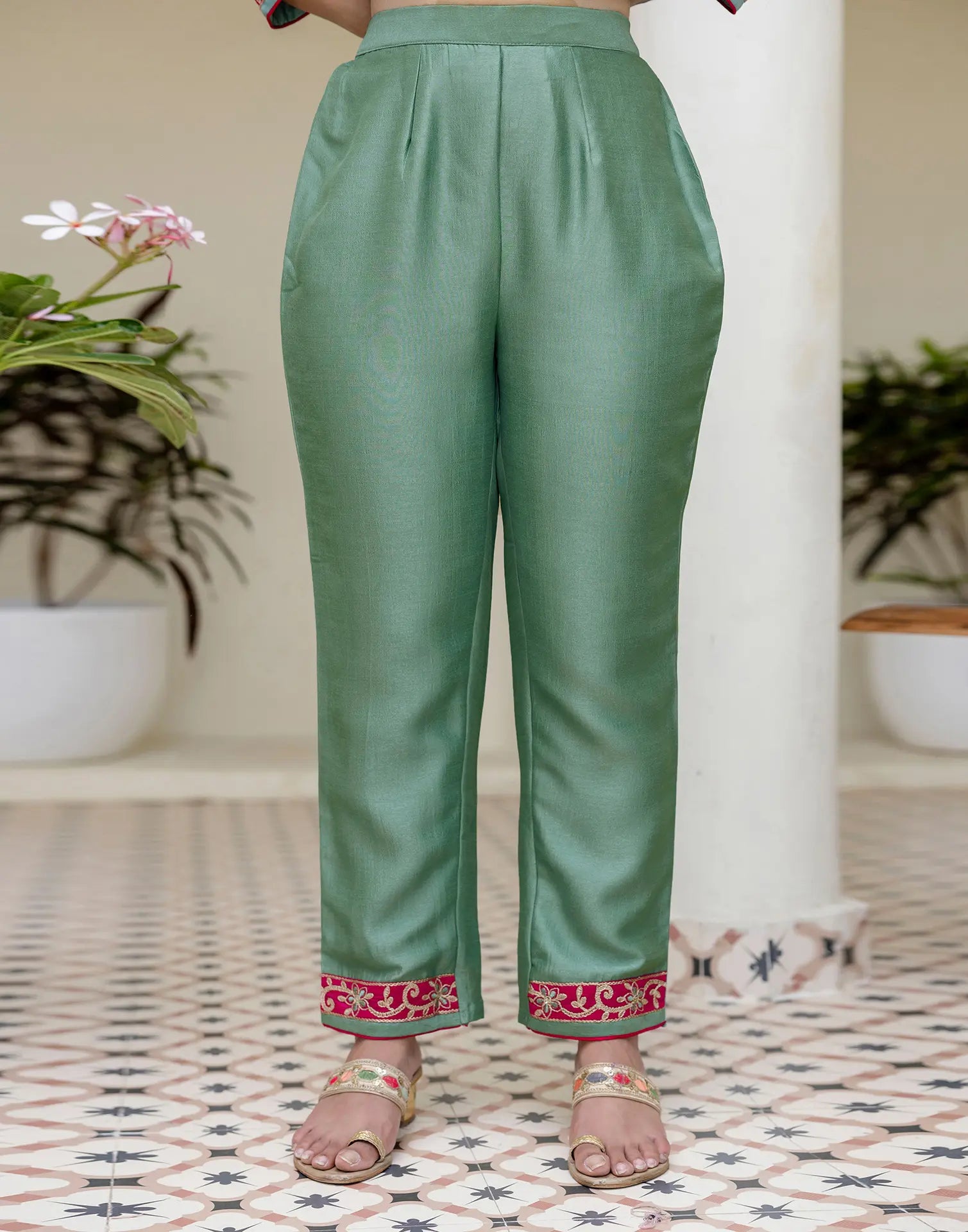 Silk Embroidered Straight 3 Piece Kurta Set
