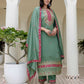 Silk Embroidery, Sequins Work and Embroidery Lace A-Line Kurta with Pant & Dupatta
