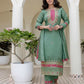 Silk Embroidery, Sequins Work and Embroidery Lace A-Line Kurta with Pant & Dupatta