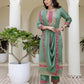 Silk Embroidery, Sequins Work and Embroidery Lace A-Line Kurta with Pant & Dupatta