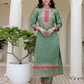 Silk Embroidery, Sequins Work and Embroidery Lace A-Line Kurta with Pant & Dupatta
